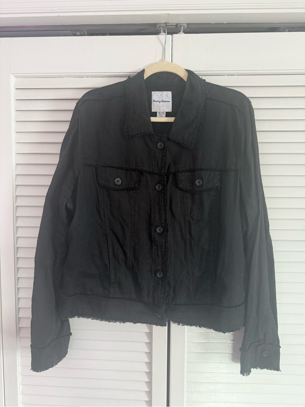 Tommy Bahama Two Palms Raw Edge Linen Jacket in Black
